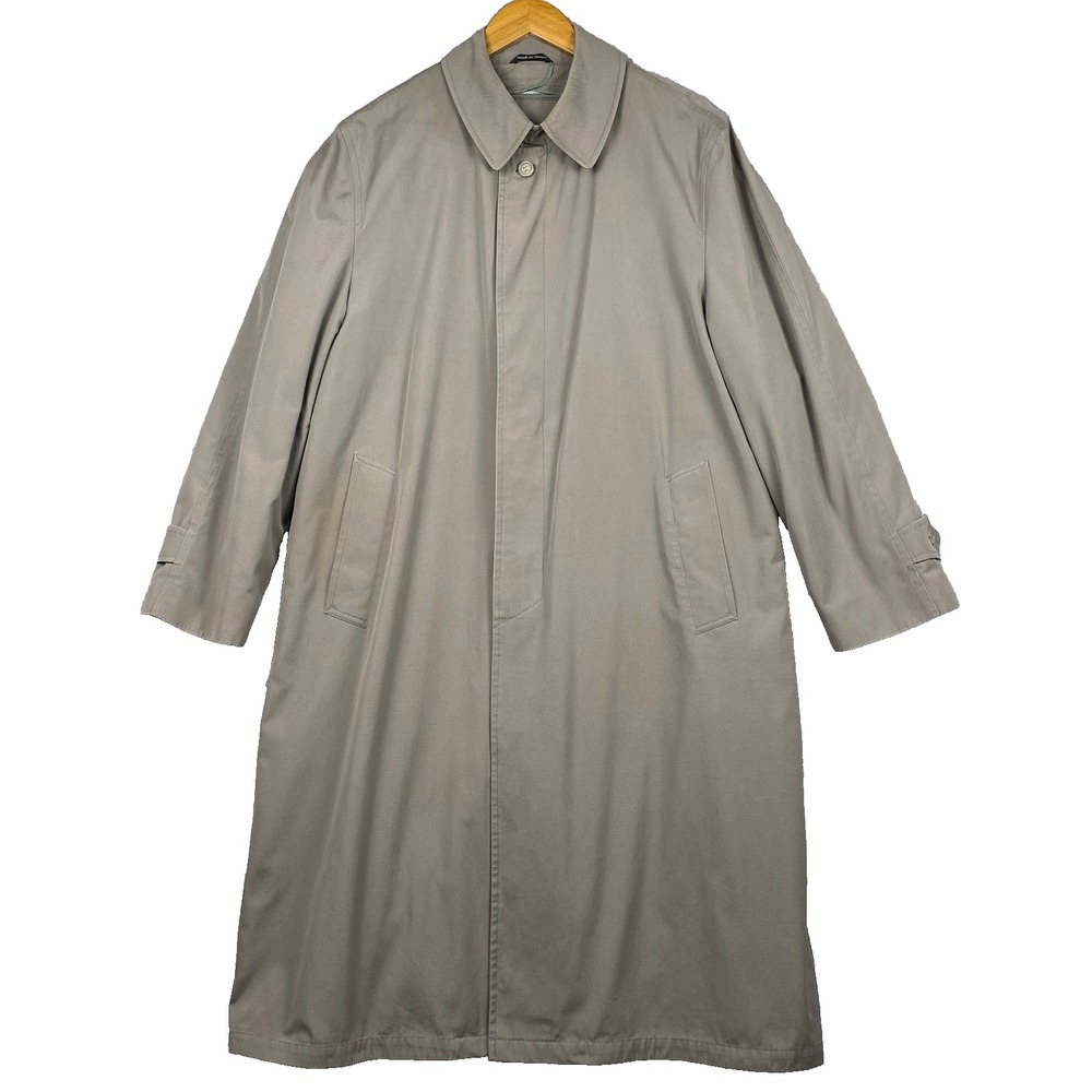 Vtg 80s Oleg‎ Cassini Trench Mens 40R Zip Out Lining Single Breasted Heritage